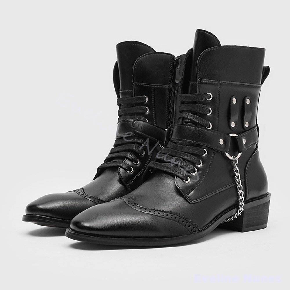 Punkowe metalowe buty z łańcuc – Motorcycle Chain recenzja i cena